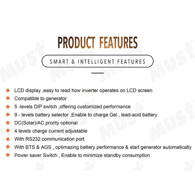 220VDC output low frequency inverter with MPPT inverter 5000w off grid