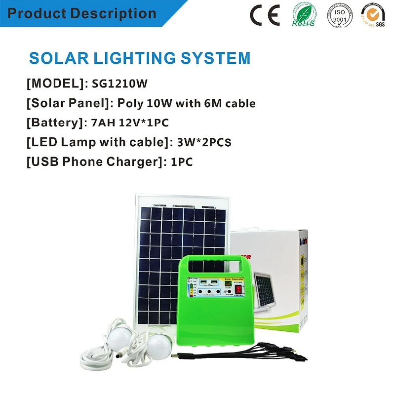 Portable small home 10 w solar lightening system price in pakistan