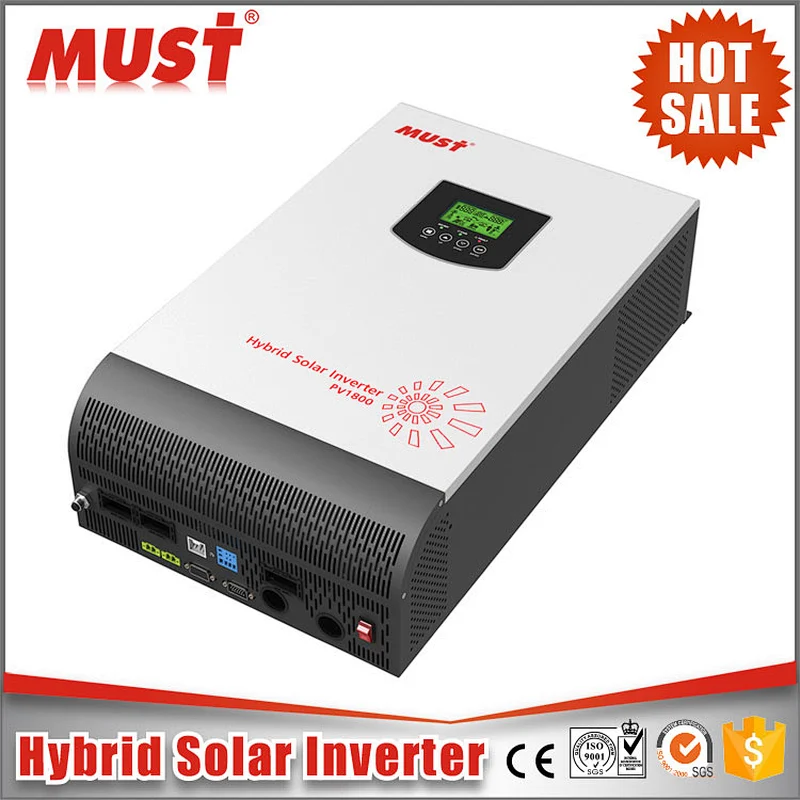 MUST PV1800 dc 24v 3kva 2400w hybrid solar inverter with 60A MPPT battery charger