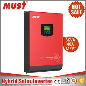MUST PV1800 dc 24v 3kva 2400w hybrid solar inverter with 60A MPPT battery charger