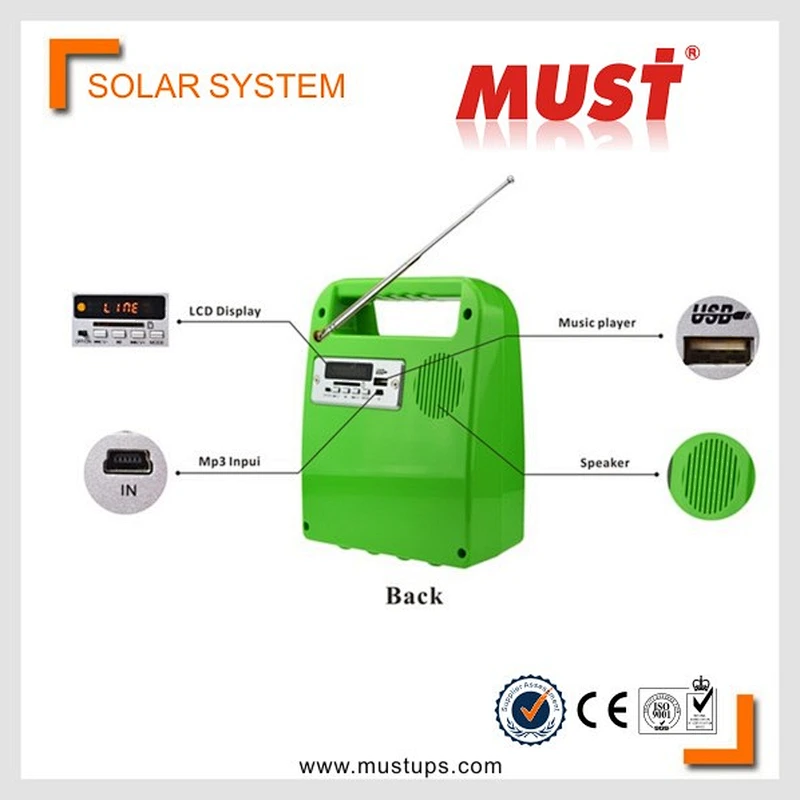 10W mini portable solar lighting system for home lighting, TV, computer