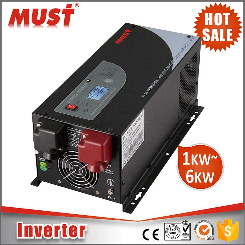 MUST 1000watts 2000watts 3000watts pure sine wave inverter/24v power inverter charger 3kw