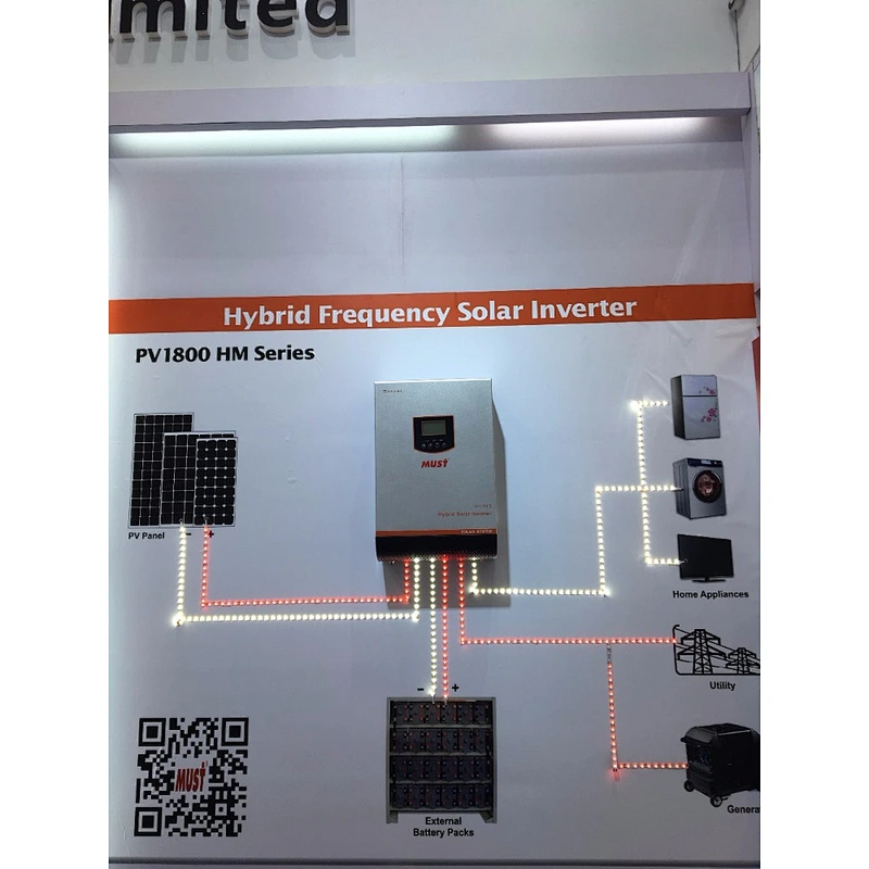 MUST High frequency pure sine wave hybrid solar power 5000 watt inverter with MPPT 80A controller