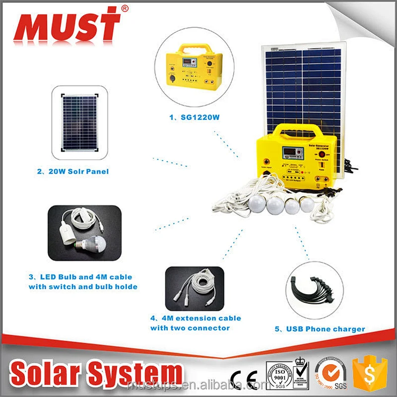 Smart Mini Portable 10W 20W 30W Modified Sine Wave DC Home Solar Lighting System Kits