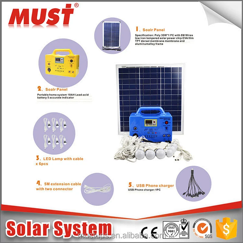 manufacturer high efficiency mini portable DC 30W solar kits for Africa