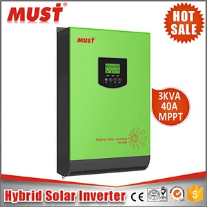 MUST PV1800 dc 24v 3kva 2400w hybrid solar inverter with 60A MPPT battery charger