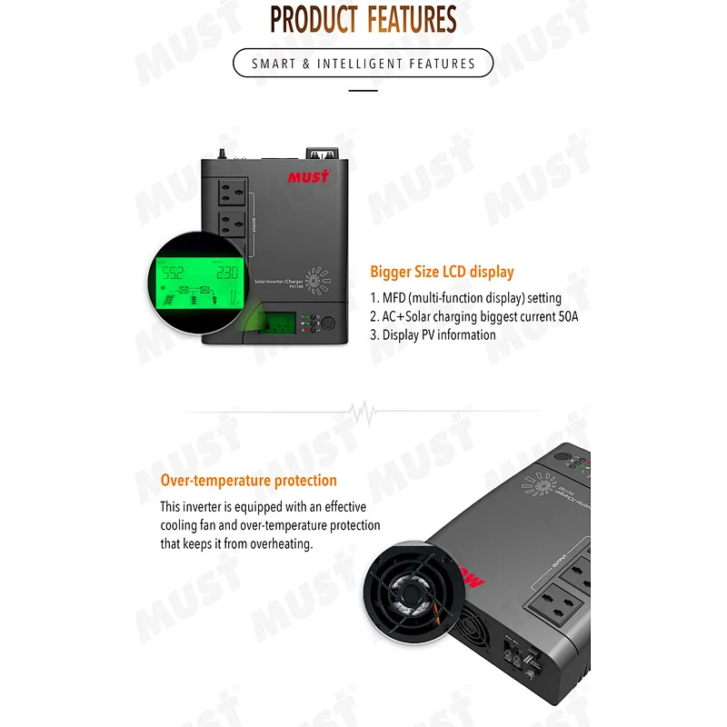 Hot! 12V 24V 1000w DC to AC modified sine wave car solar inverter with LCD Display