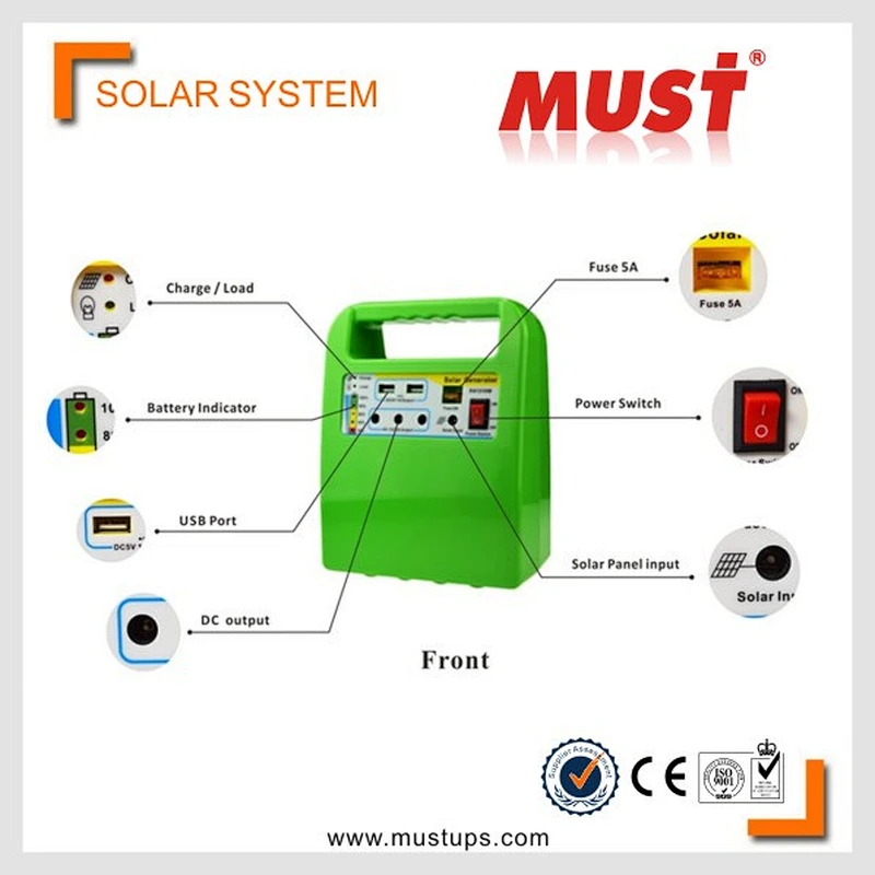 10W mini portable solar lighting system for home lighting, TV, computer