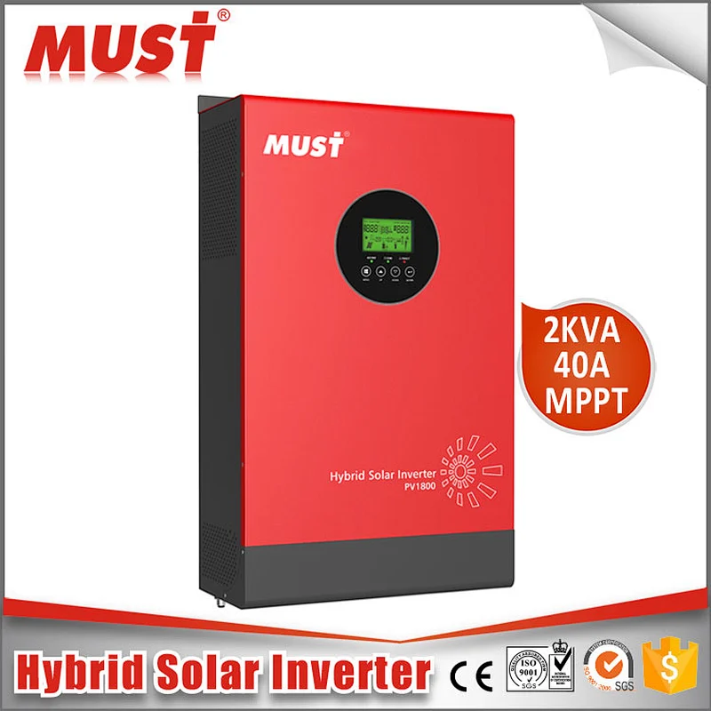 MUST POWER < MUST SOLAR> Hot selling PV18-3K HM Pure Sine Wave Hybrid Inverter 24v 3KVA MPPT Controller Inverter with Charger for home solar system