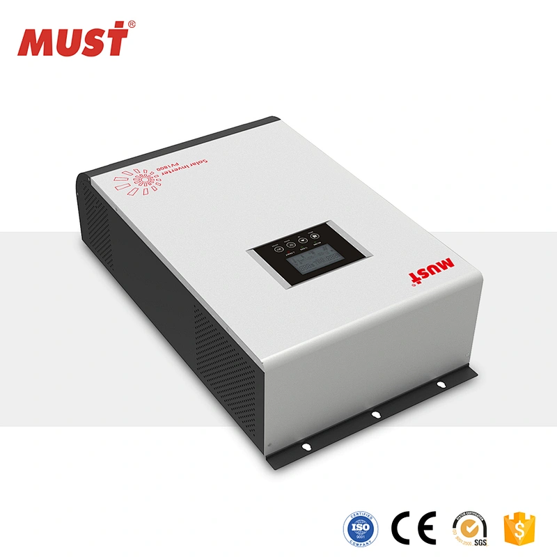< MUST  SOLAR>High Capacity 9KW Hybrid high Frequency pure sine wave Solar inverter with Inbulit MPPT Solar Charge Controller