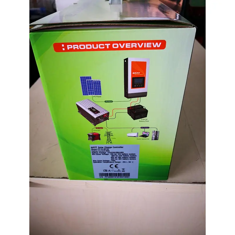 MUST Solar New MPPT 12/24/36/48V 60A 80A Solar Charger Controller with LCD Display