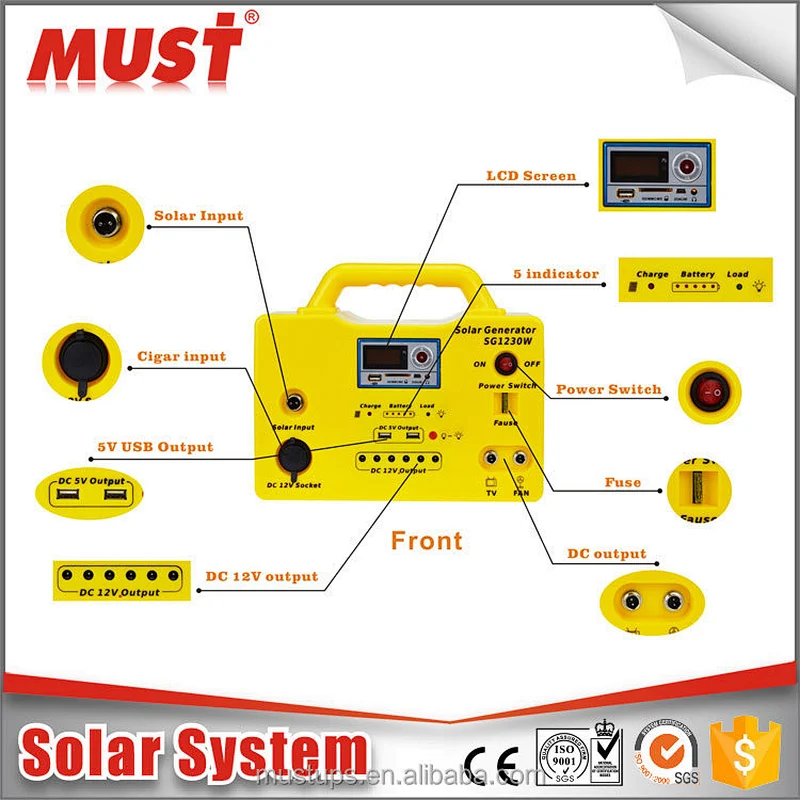 high efficiency 10W 20W 30W small home solar lights kits with inverter/ battery/ panels