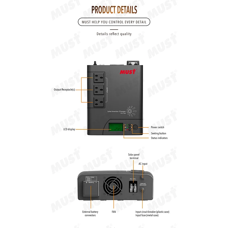 Hot! 12V 24V 1000w DC to AC modified sine wave car solar inverter with LCD Display