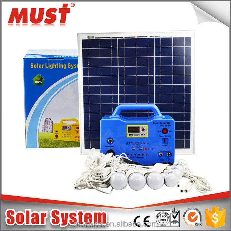 high efficiency 10W 20W 30W small home solar lights kits with inverter/ battery/ panels