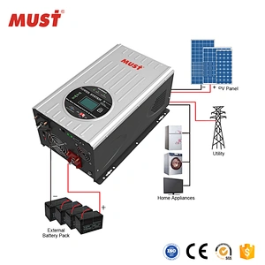 Hot  selling MUST Pure sine wave solar inverter off-grid solar power inverter dc 12v ac 220v 5000w