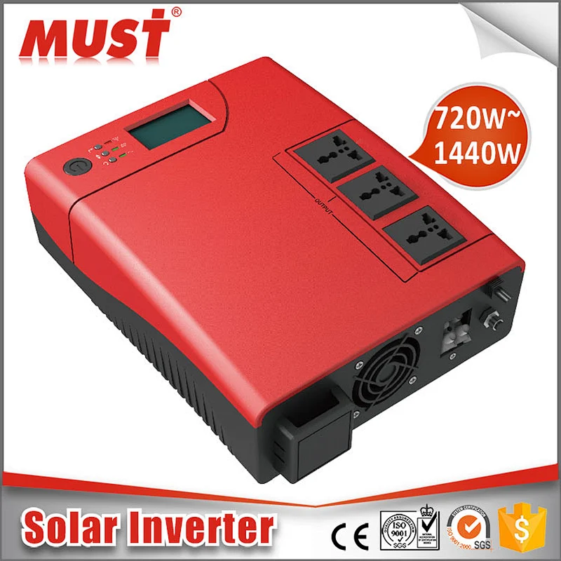 must brand mini solar inverter PV1100 plus 1kw 12v 24v to 220v smart inverter
