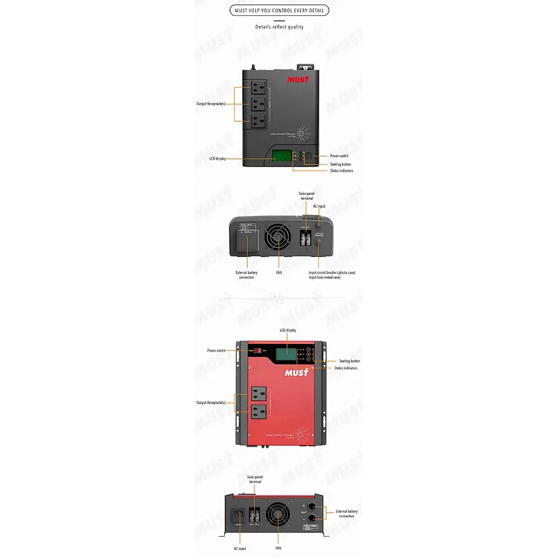 1kva inverter 12v 220v 1440w 10 years quality panel solar inverter