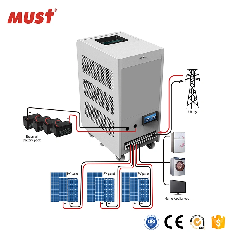 MUST 9KW Solar Inverter Hybrid On Off Grid Inversor 3 PH Inversor