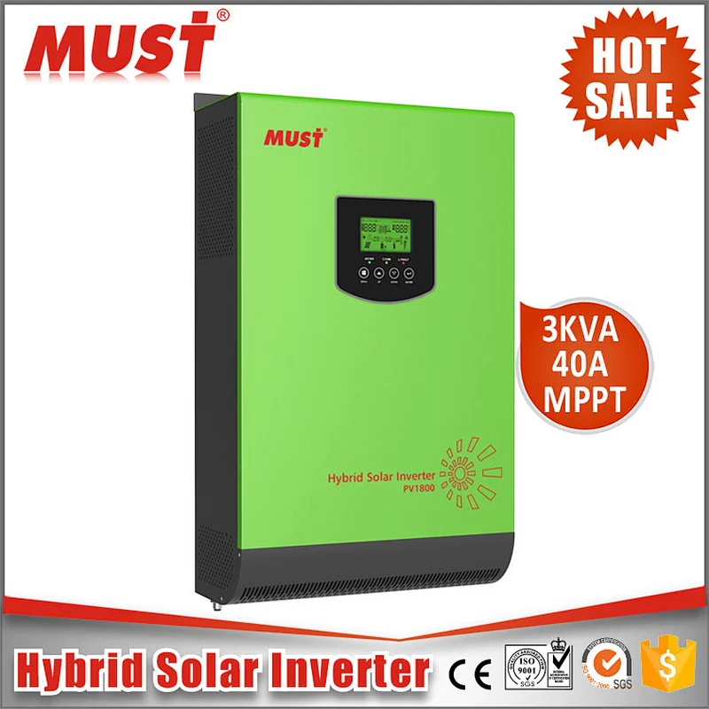 MUST PV1800 3KVA 24V solar inverter 2400W 24V DC to 220V AC solar power inverters