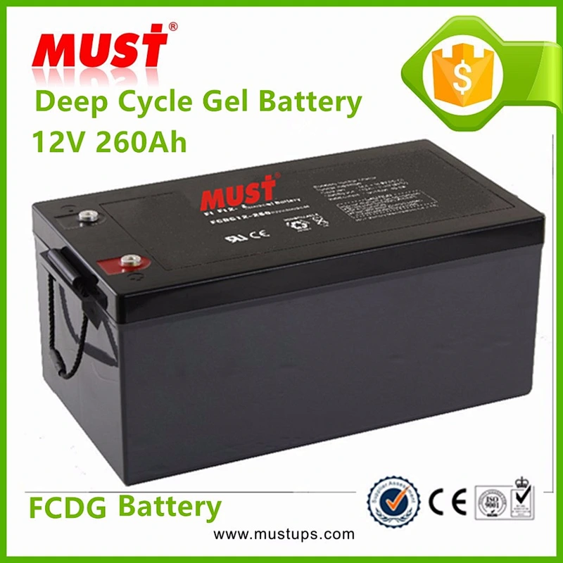 Must best supplier MUST Lead Acid Deep Cycle Gel 12V 260AH Offer 3KWH Utility Gel Battery
