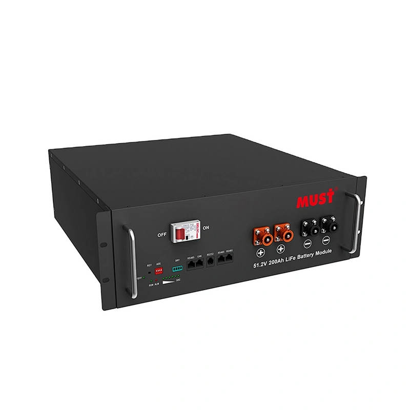 MUST Rack Mount Lithium Ion Batteries 48V 100AH 200AH 12.8 v lifepo4 battery BMS connection