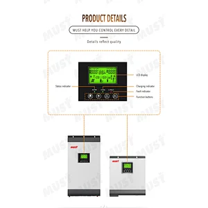 MUST solar inverter PV1800 off grid 5kw 5000w 48v 230v 80A MPPT inverter