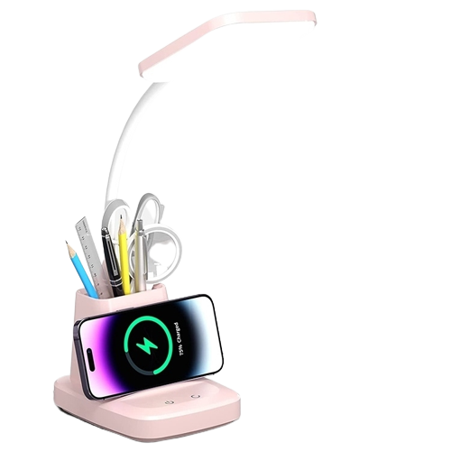 eye caring wireless charger desk lamp with pen holder
