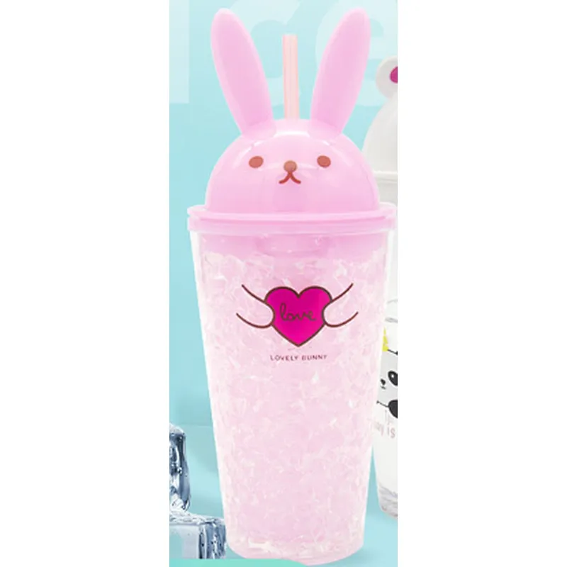 Double wall rabbit lid straw mug
