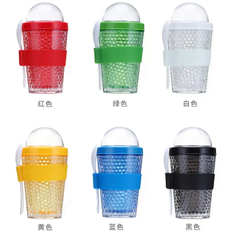 Double wall ice cream cup with spoon and sleeve