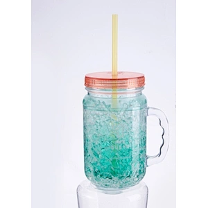 Double wall mason jar with staw
