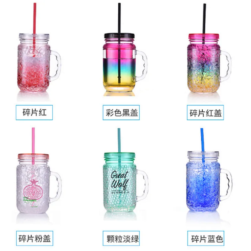 Double wall mason jar with staw
