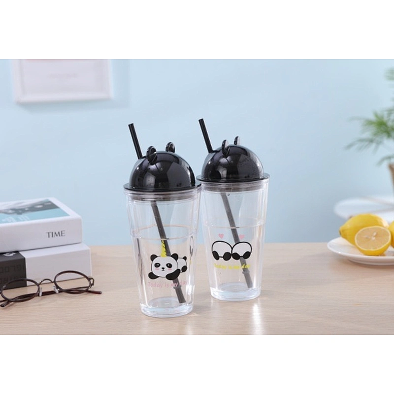 Double wall bear lid straw mug