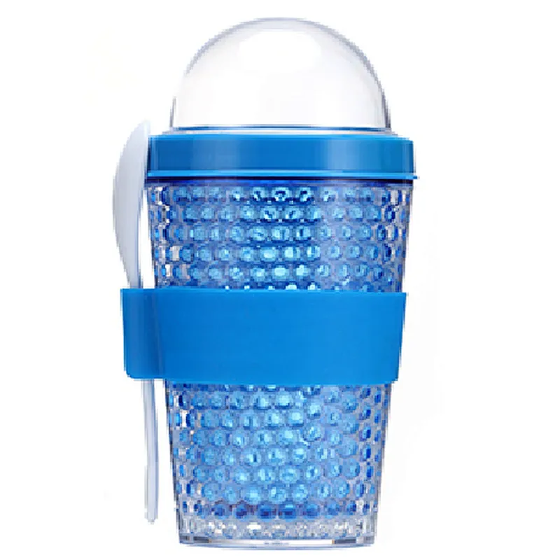 Double wall ice cream cup with spoon and sleeve