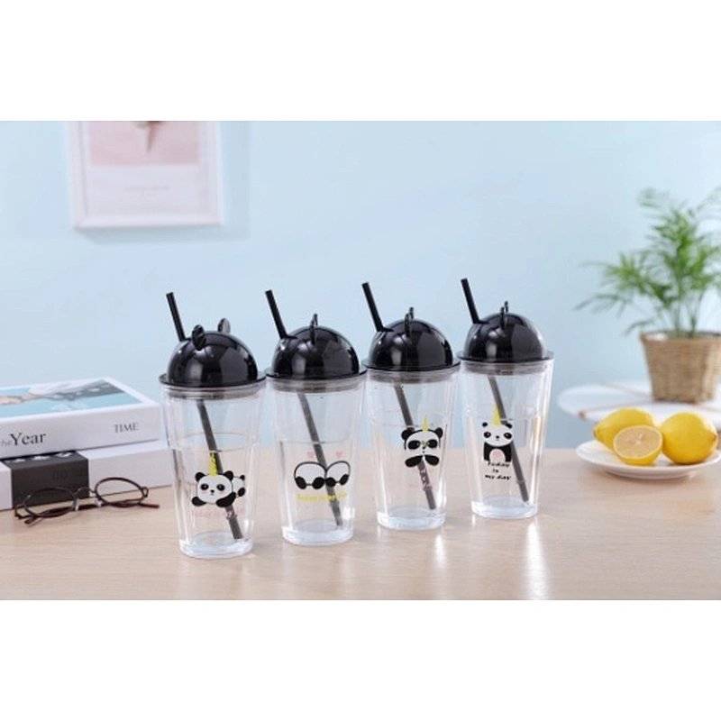 Double wall bear lid straw mug