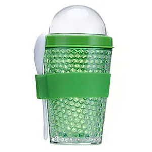 Double wall ice cream cup with spoon and sleeve