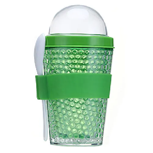 Double wall ice cream cup with spoon and sleeve