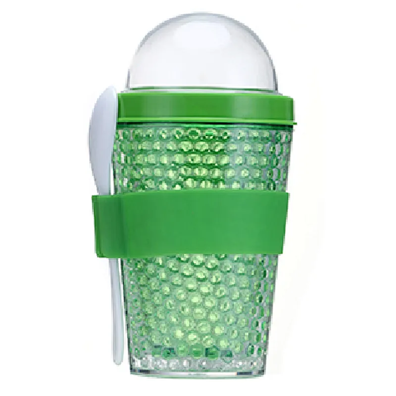Double wall ice cream cup with spoon and sleeve