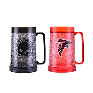 Taza de cerveza caliente americana del congelador de la pared doble de la venta con el gel y la manija grande