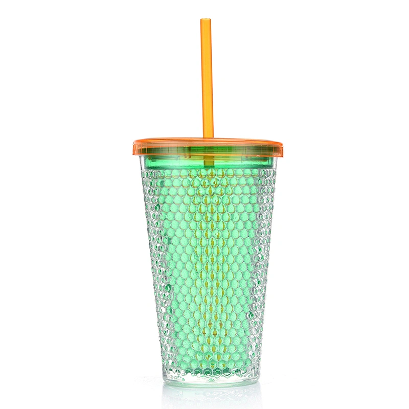 NCAA double wall crystal freezer mugs with gel and straw