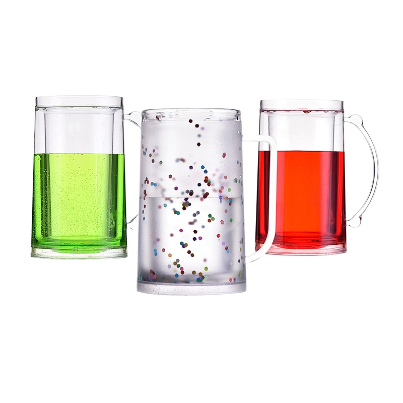 HT05B FDA certified promotion double wall freezer frosty mug for beer with liquid from factory 14 OZ