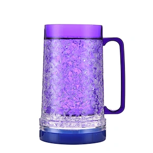 BPA Free FDA/LFGB Audit 16 OZ Double Wall Gel Frosty Freezer Beer Mug with Led