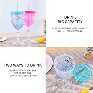 HT22 FDA certified double wall red wine freezer goblet,frosty wine goblet with gel inside from factory