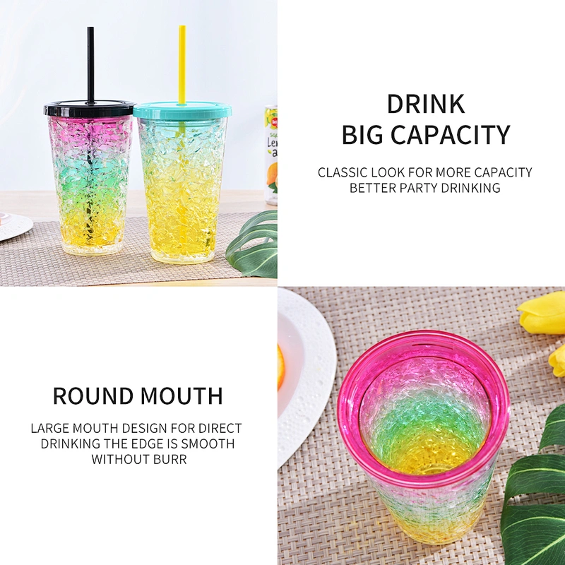 NCAA double wall crystal freezer mugs with gel and straw