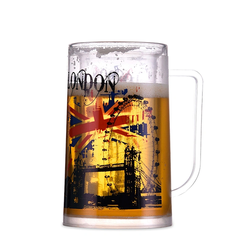 HT05B FDA certified promotion double wall freezer frosty mug for beer with liquid from factory 14 OZ