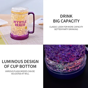 HT01 LFGB 16OZ promotional double wall crystal plastic freezer mug with gel for cool beverage from factory