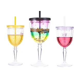 HT22 FDA certified double wall red wine freezer goblet,frosty wine goblet with gel inside from factory
