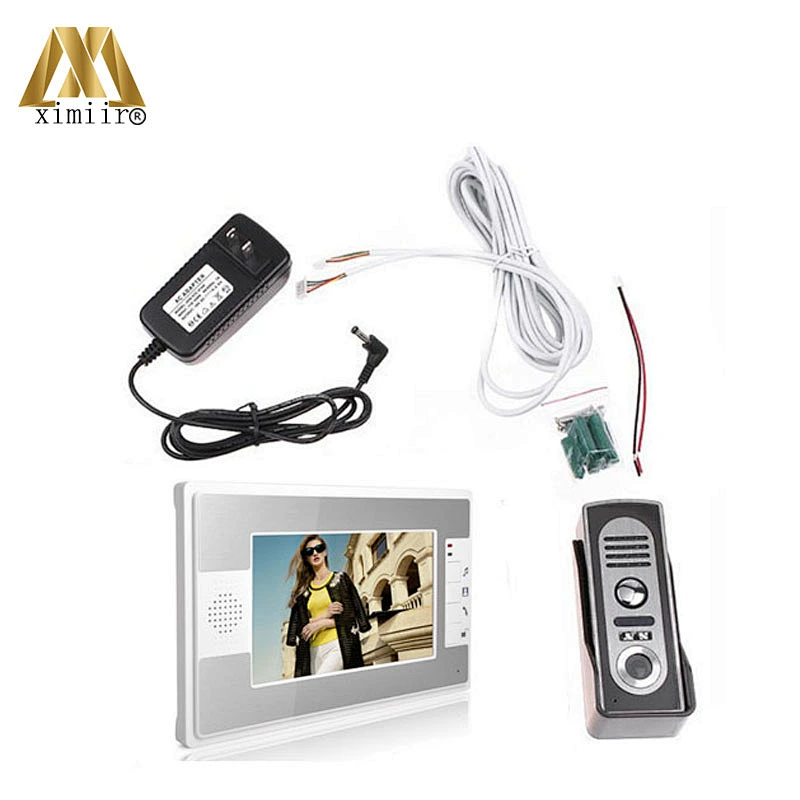One Monitor To Night Vision Camera Speakerphone System Video Doorbell Intercom System 812M11 7 Inch Color Screen Doorphone