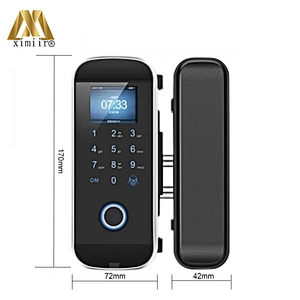 XM108 TFT Screen Smart Keyless Password Door Lock Remote Control with Card Password for Home Office Frameless Glass Door Lock