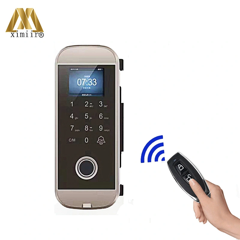 XM108 TFT Screen Smart Keyless Password Door Lock Remote Control with Card Password for Home Office Frameless Glass Door Lock