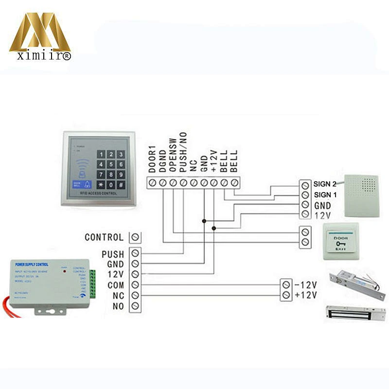 F004 Controller With Exit Button Power Supply And Electric Lock Without Software Single Access Control